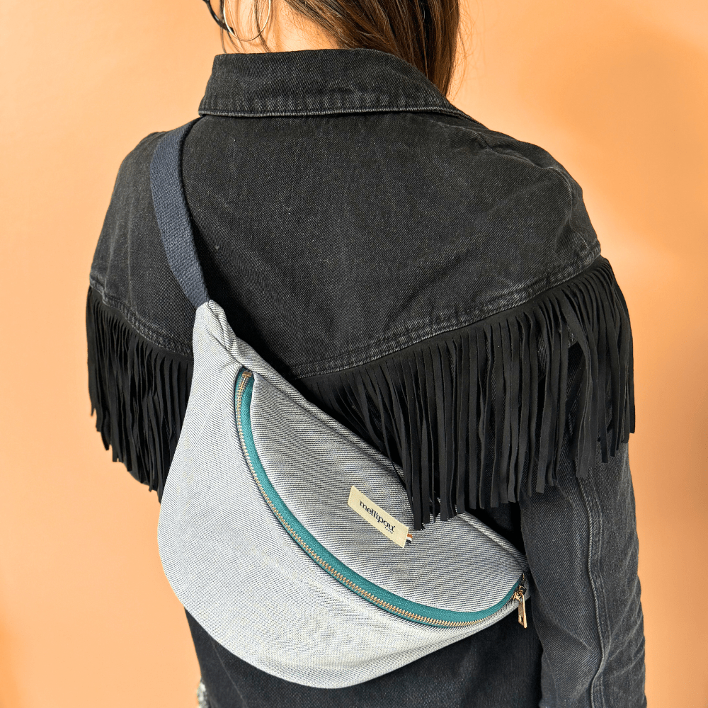 sac banane à langer en jean