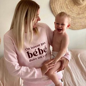 sweat-shirt femme culte rose chiné