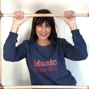 sweat-shirt femme culte music your life bleu jean